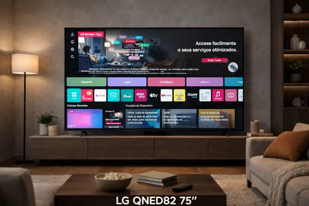 lg qned82 75 polegadas ideal para salas grandes com amplo angulo de visao