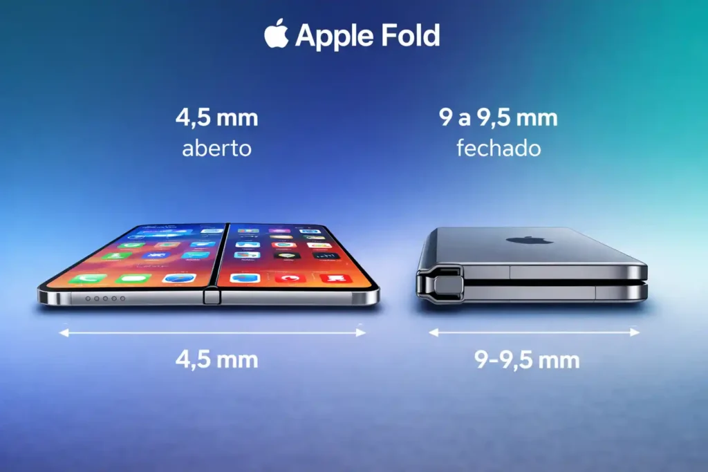 espessura iphone fold aberto e fechado comparação