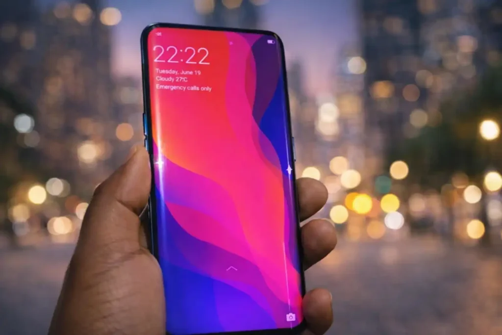 OPPO Find X apresentado como flagship premium com design futurista e sistema de câmera deslizante.