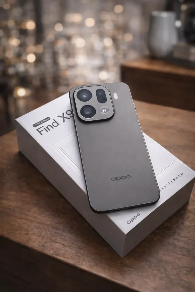 OPPO Find X9 Pro com design premium e câmera avançada, representando o flagship da marca no Brasil.