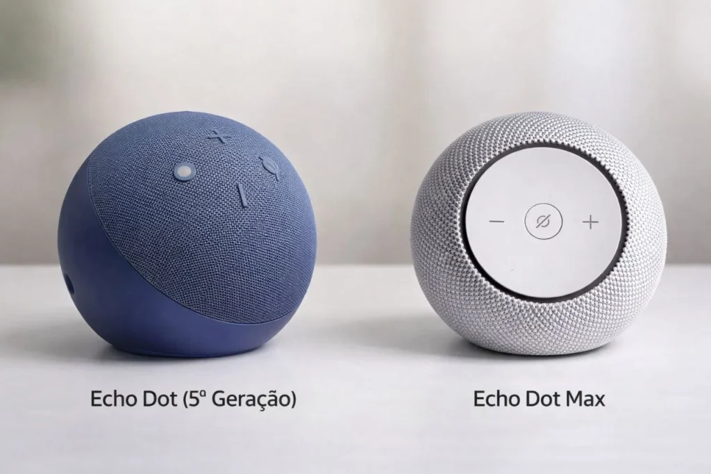 comparação echo dot 5 geração vs echo dot max alexa lado a lado smart speaker