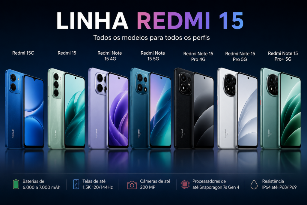 Linha Redmi 15 da Xiaomi